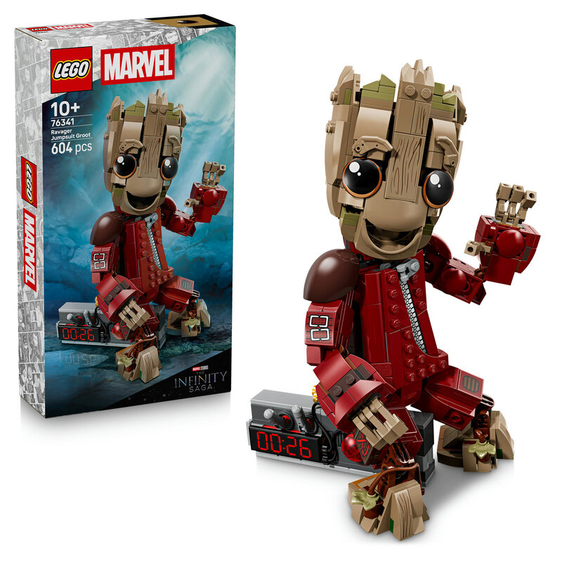 LEGO Marvel Bébé Groot en Tenue Ravager 76341 Jouet de Construction Figurine Marvel Articulée avec Détonateur (604 Pièces)