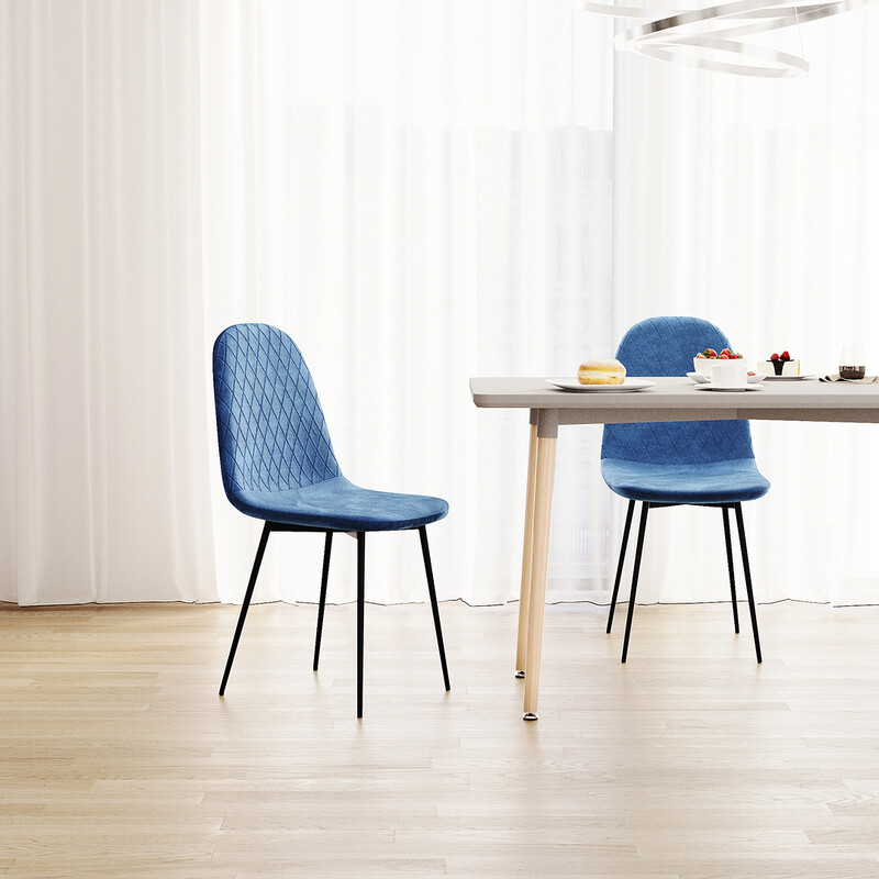 Dining Chairs Luton Quilted Blue 2pcs