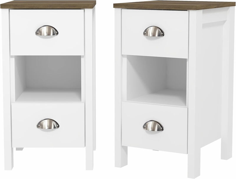 Gemma 2pcs Bedside Table – Stylish 2 Drawer Side Tables with Storage – Storage Cabine