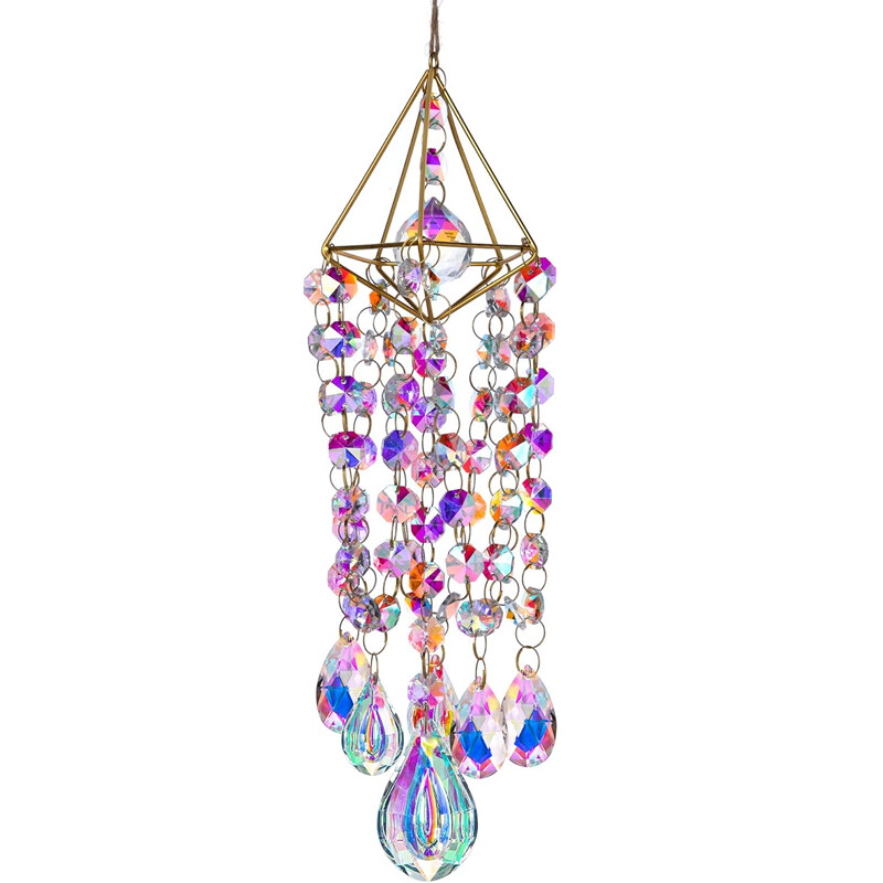 1PC Light & Shadow Crystal Iridescent Wind Chime - Hanging Wind Chime Decoration, Gar