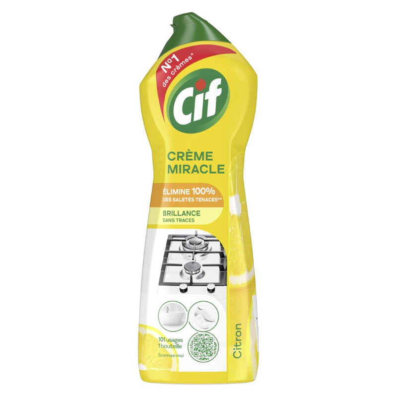 Cif cr√®me miracle brillance anti traces citron 750ml