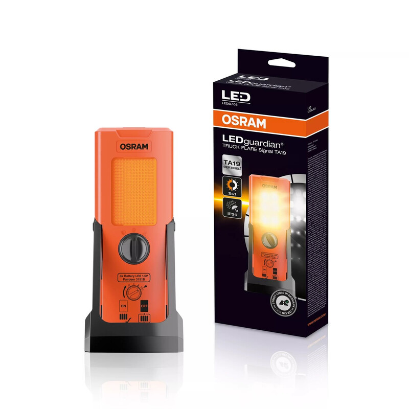 OSRAM LEDguardian® TRUCK FLARE Signal TA19, stand-up LED-waarschuwingslamp voor vrachtwagens, bussen en voertuigen boven 3,5 t, LEDSL103