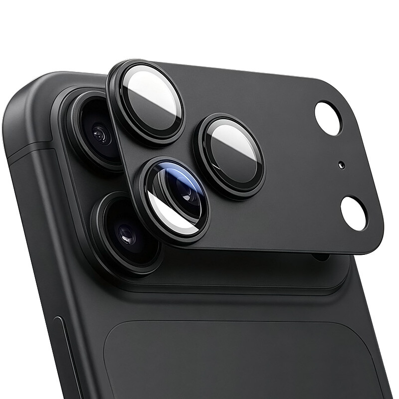 IM-CHEN iPhone 18Pro Kameralinsenschutz, Hochtransparentes Legierung, Fallschutz, Schwarz, 1 Stück