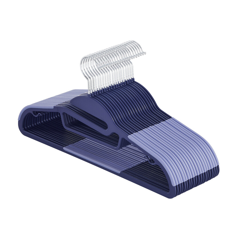 Ochama X Songmics Joyfurnos Plastic Clothes Hangers With U-Shaped Opening Space-Saving 0.5 Cm Thick 41.5 Cm Wide 360° Rotating Hook Dark Blue Light Blue Set Of 20