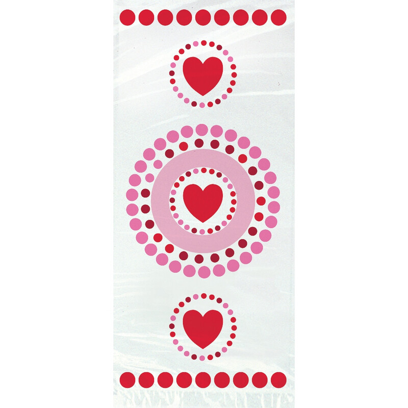 Unique Cellophane Radiant Hearts Party Bags, 20 pack