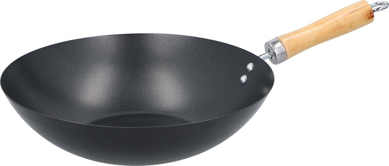 Alpina wokpan met houten handvat – 30 cm, zwart