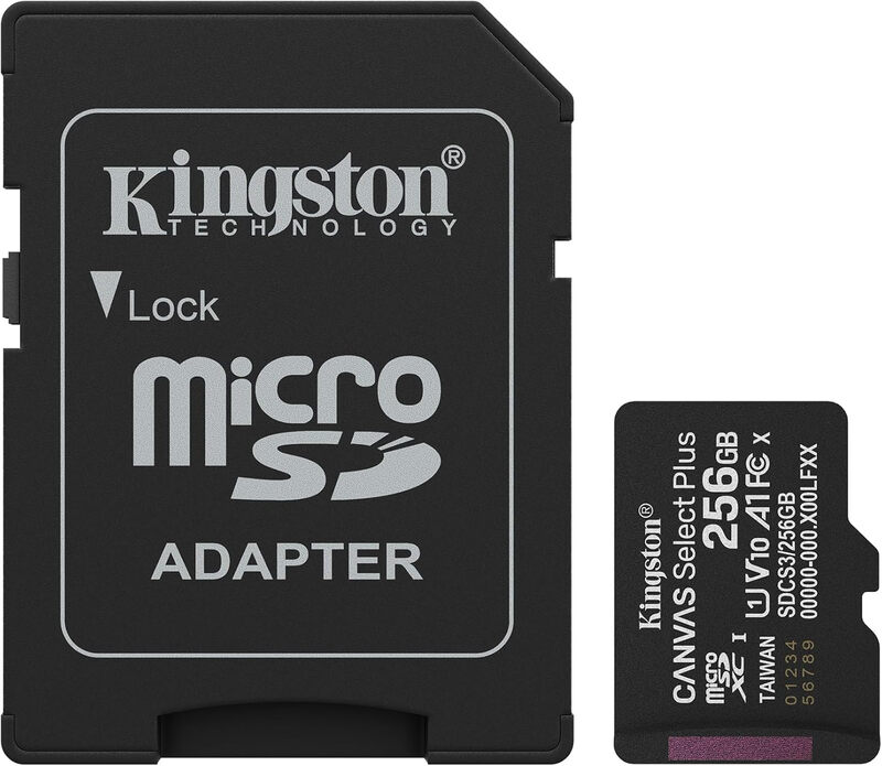 Kingston Canvas Select Plus 256 Go carte mémoire microSD - Gen 3 150 Mo/s A1 adaptateur inclus