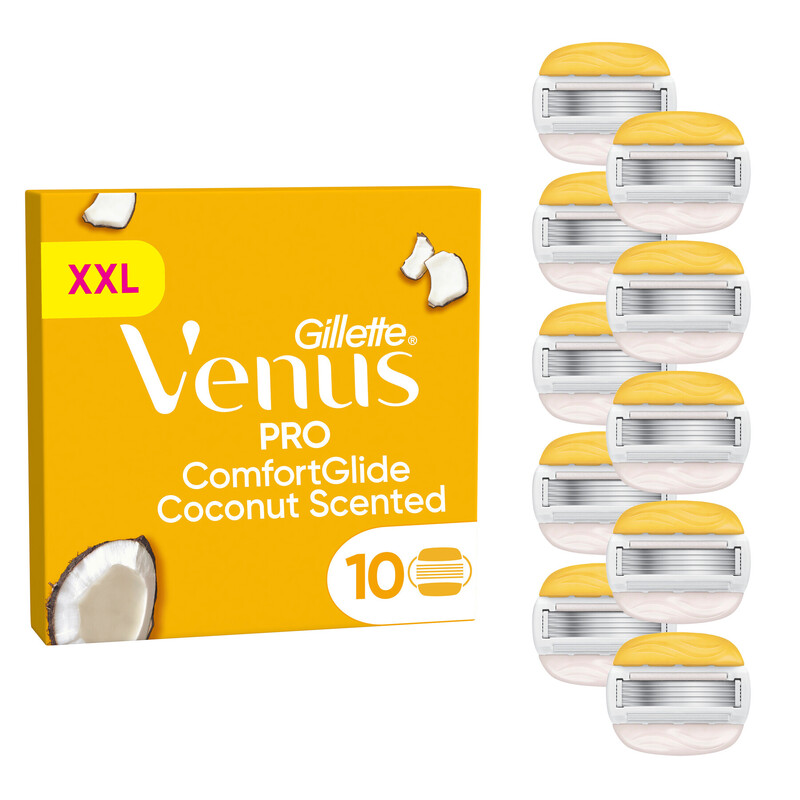 Gillette Venus Pro Comfortglide Kokosduft Damen, 10 Ersatzklingen mit Olay Feuchtigkeitscreme