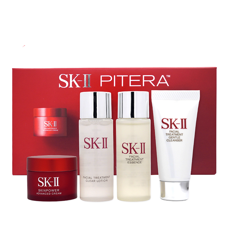 SKII Nieuw 4-delig Set (Reiniger 20g + Lotion 30ml + Essence 30ml + Rode Crème Hydraterend 15ml) 4-delig Set