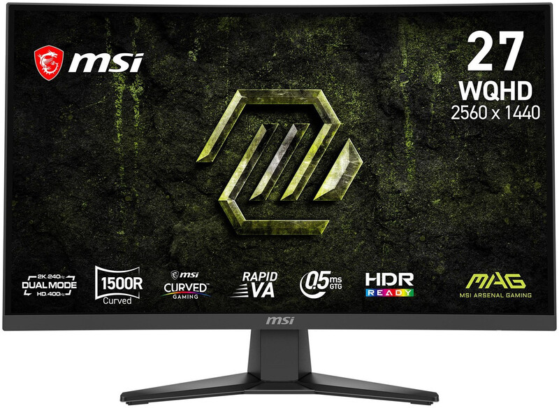 MSI MAG 275CQDF X24 27" WQHD Curved Gaming Monitor, 2560×1440, 240 Hz, Rapid VA, 0,5 ms, FreeSync Premium, HDR Ready, Zwart