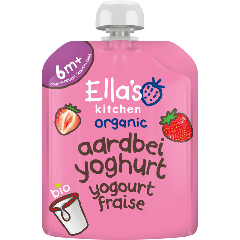 Ella's Kitchen 6+ maanden Griekse stijl yoghurt met aardbei 90 g