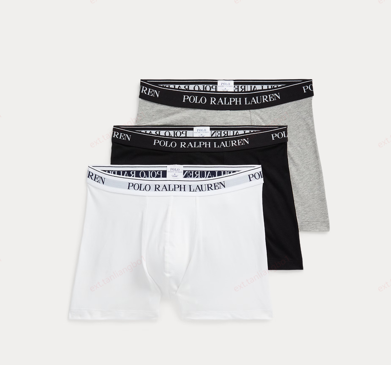 Stretch Cotton Boxer Brief 3-Pack White/Polo Black/Andover HTR 714835887004