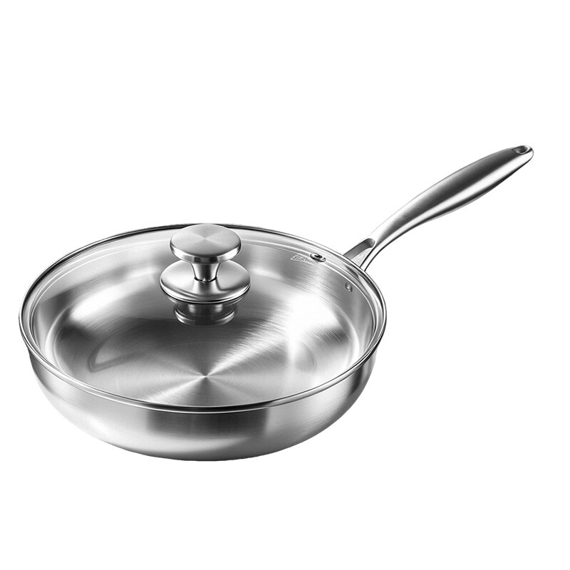 Maxcook Bratpfanne, unbeschichtet, Ø 22 cm, aus 304er Edelstahl, mit Edelstahlgriff, geeignet für Induktion, spülmaschinenfest