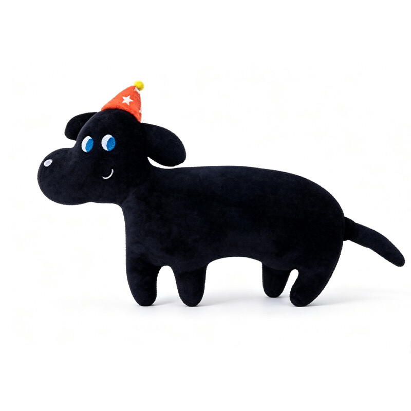 JORDAN&JUDY grappige plas-hond zacht kussen, hondenvormig, 60 cm ± 5, zwart, speels schattig sierkussen, slaapgezelkussen in ins-stijl voor bank & slaapkamer