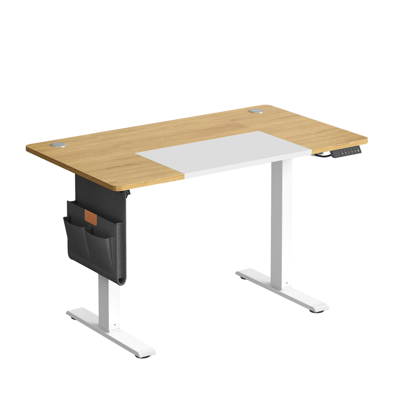 Ochama Höhenverstellbarer Stehtisch, 120 x 60 cm, Memory-Funktion, USB-C-Anschluss, natureichenfarben-weiß