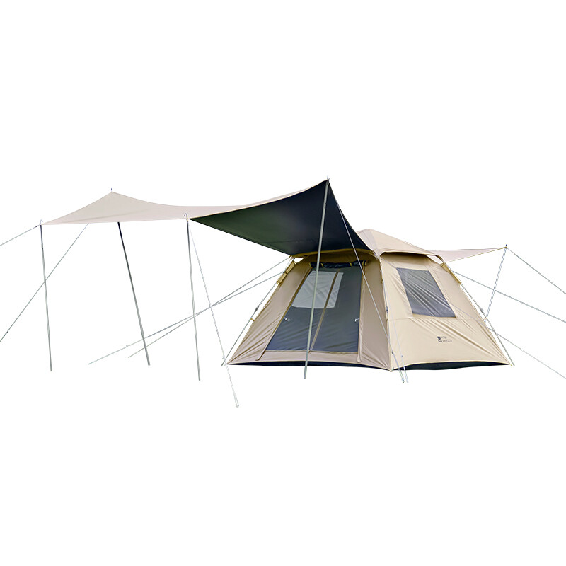 Mobi Garden, Automatic Pop-Up Camping Tent 155 with tarp, Blackout UV Protection Instant Setup Folding Tent, White, for Outdoor & Picnic, Quick and effortless setup, Compact for easy storage and transport, Large living space, Excellent ventilation with reliable waterproof protection