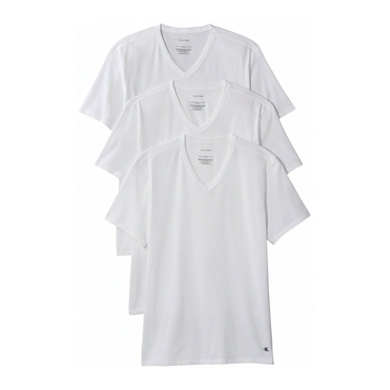 Calvin Klein Herren 3er-Pack V-Ausschnitt Lounge-T-Shirts Weiß XS