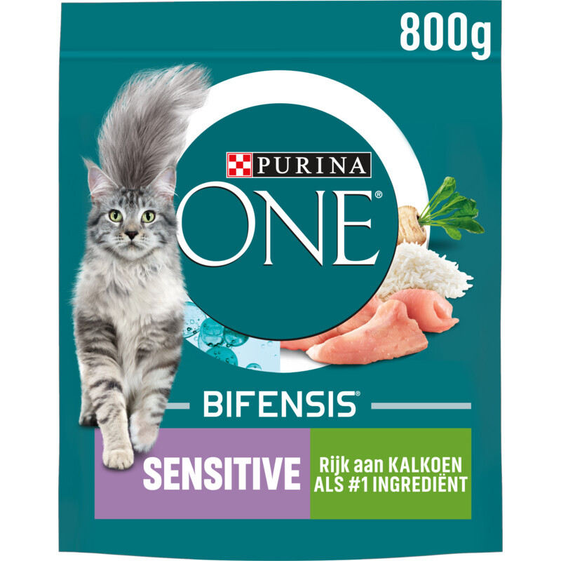 Purina ONE Sensitive Kattenvoer Kalkoen&Rijst 800g