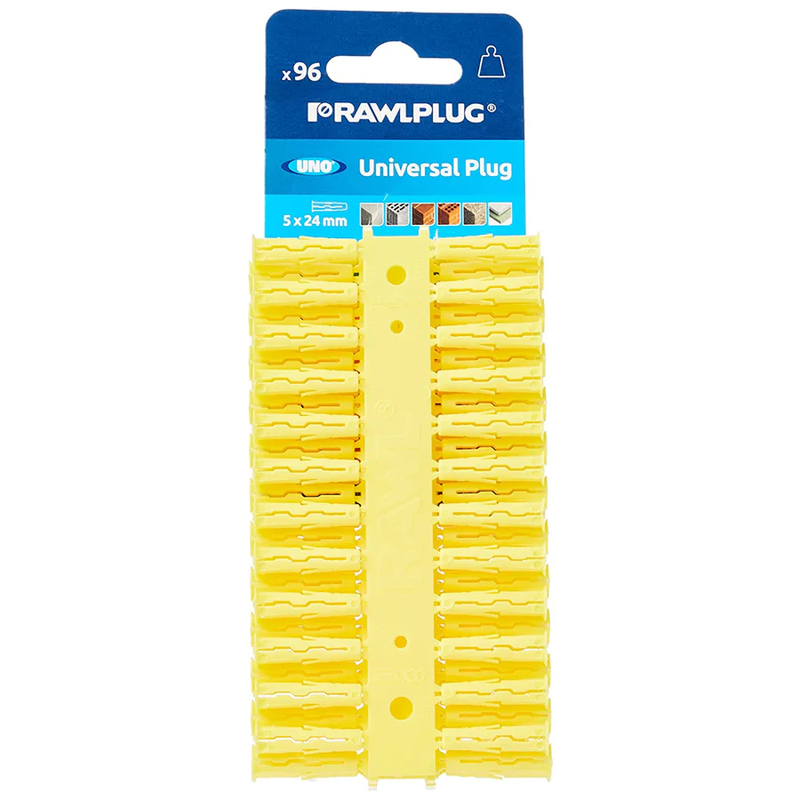 Yellow UNO® Plugs 5 x 24mm (Card 96)