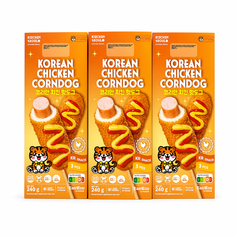 Rengi Koreaanse stijl kip & maïs hotdogs 240 g – 3 x 3 x 80 g