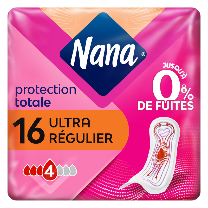 Serviettes Hygiéniques Sans Ailettes Ultra Régulier V protection Nana Le Pack De 32 Serviettes Hygiéniques - vue 2