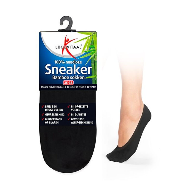 Lucovitaal Bamboe Sneakersokken 35–38 Zwart