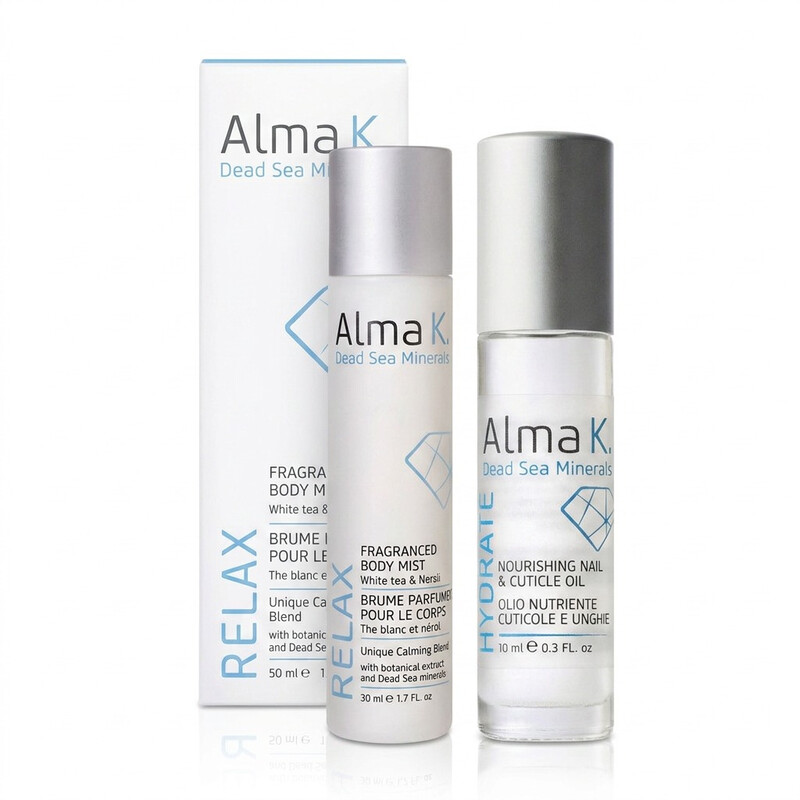 Alma K Geschenkset | 28 % sparen | Weißer Tee & Neroli Körperspray + Gratis Nagel- & Nagelhautöl 10 ml