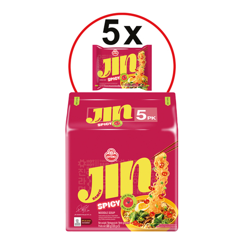 Ottogi Jin Ramen Scharf Mehrpack 120 g x 5