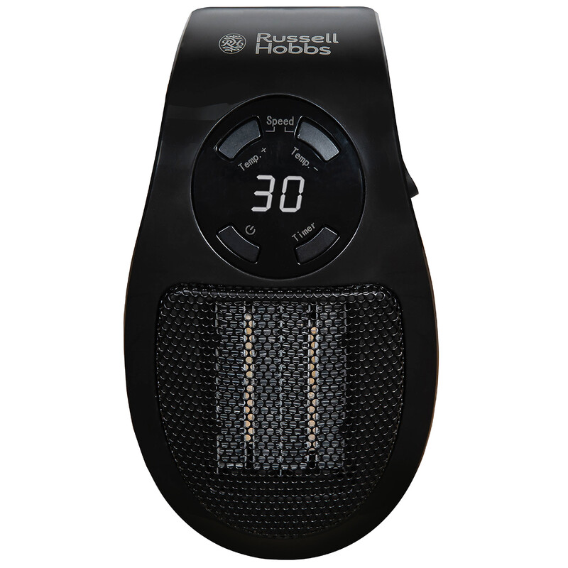 Russell Hobbs Portable Ceramic Plug‑in Fan Heater, 500W – Black, RHPH2001B