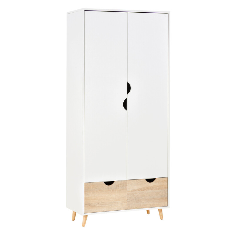 Homcom Wardrobe with Drawers Scandi White/Oak Effect