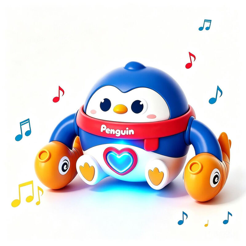 Baby kruipspeelgoed pinguïn met slimme sensor - 360° rolspelgoed met lichtgevend hart & muziek, interactief sensorisch speelgoed 6-12-18 maanden - Verjaardags- & kerstcadeau voor kinderen