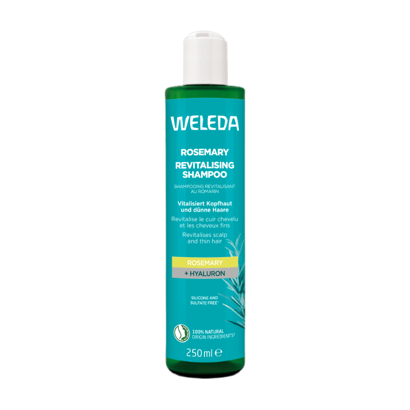 Weleda Shampooing Revitalisant au Romarin - Acide Hyaluronique - Hydratation Intense - 100 % d'Ingrédients Naturels - 250 ml