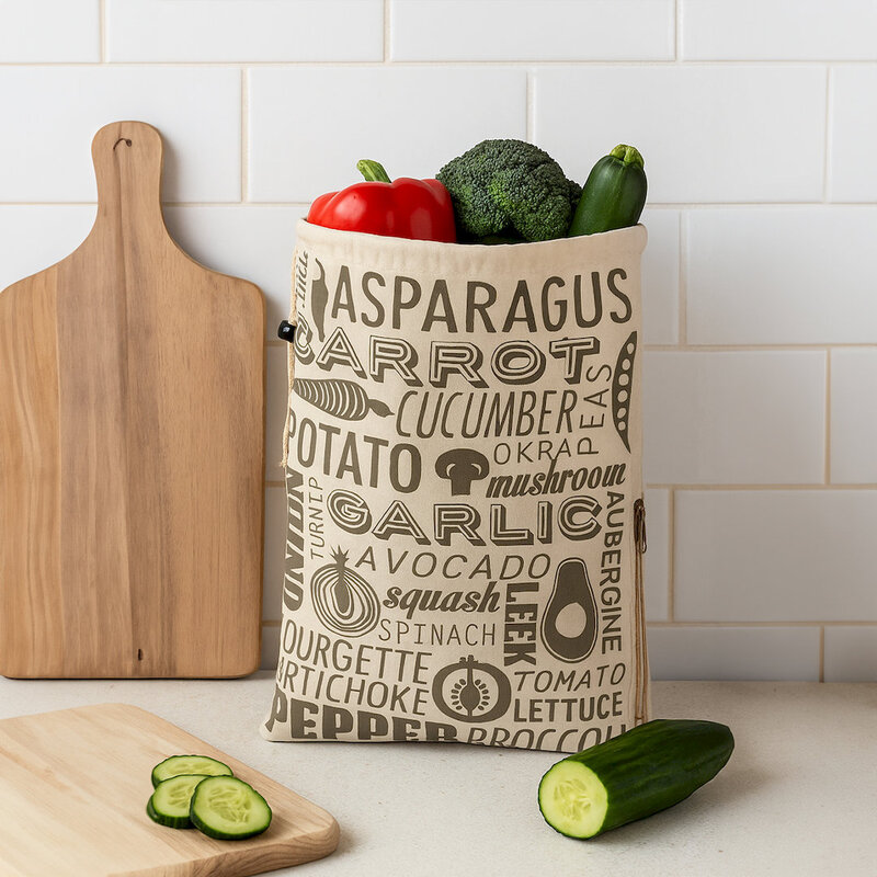 Grey and Natural Vegetable Bag