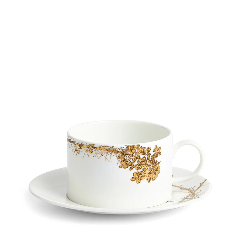 WEDGWOOD Vera Wang Jardin Fein Bone China Teetasse & Untertasse Set mit Gold- & Bronze-Blumenverzierung