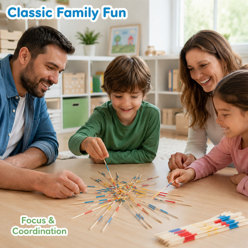 Mikado-Spiel aus Holz, 1 Set, fördert Konzentration und Koordination, Familienspiel für den Tisch