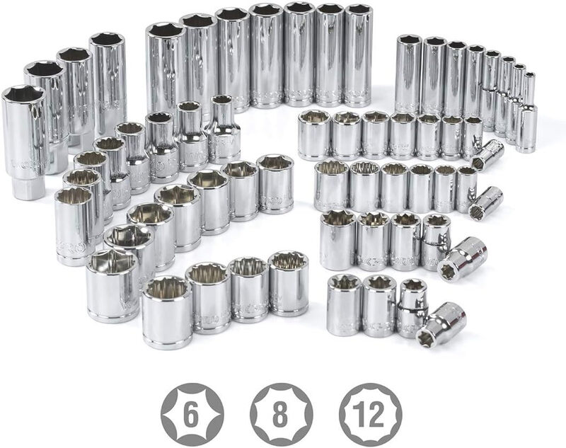 450-Piece Drive Socket Set 1/2" 1/4" 3/8", CR-V Metric and Imperial with Quick-Releas