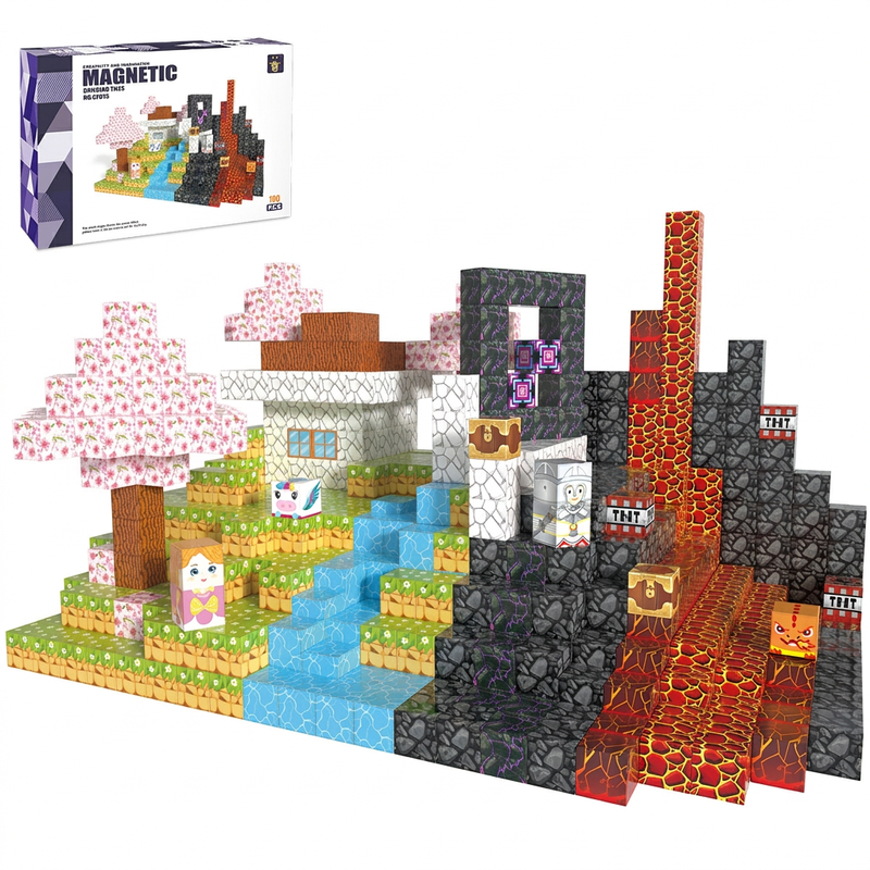 XINQIYUAN 100-teiliges Set magnetischer Kachel-Bausteine für Kinder, pädagogisches MINT-Spielzeug, ungiftiges ABS, 2,5 cm kompatibel [Zufällige Farben – nur aus dem Hauptbild]