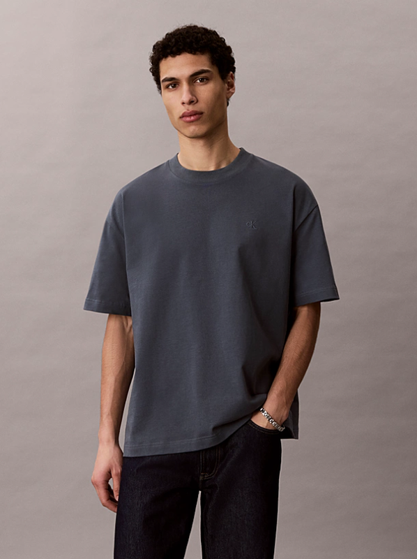 Calvin Klein Jeans Men Oversized Embossed Logo T-Shirt - Dark Slate