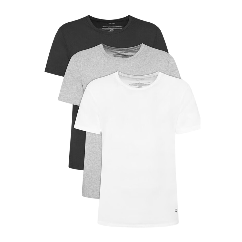 Calvin Klein 3er-Pack Herren-Rundhals-T-Shirts Schwarz Weiß Grau 3XL