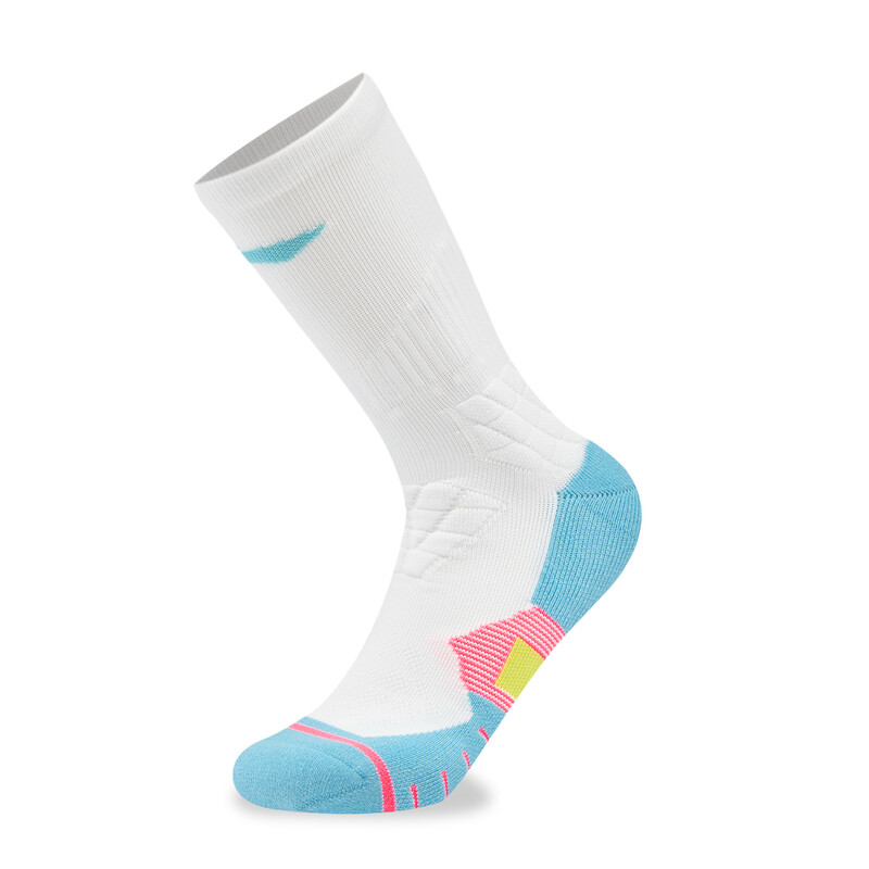 LI-NING Basketball schweißableitende strapazierfähige bequeme Mittelsocken Weiß/Eisblau XL