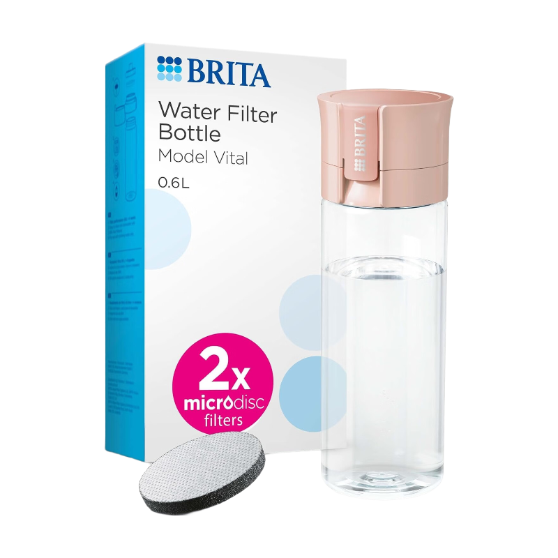 BRITA Vital Wasserfilter-Flasche 0,6L Pfirsich mit 2 MicroDisc-Filtern