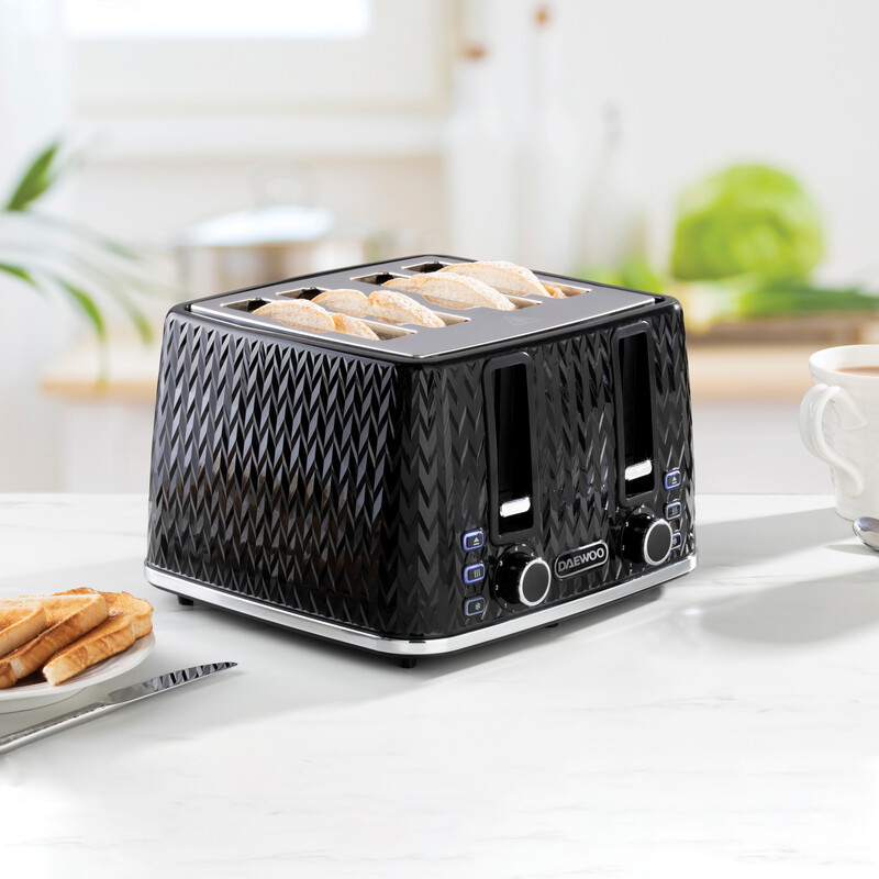 Argyle 4 Slice Toaster, Wide Slots, Black - SDA1863GE