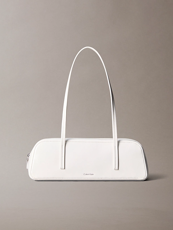 Calvin Klein Accessories Glossy Foil Logo Bauletto Shoulder Bag - White Alyssum