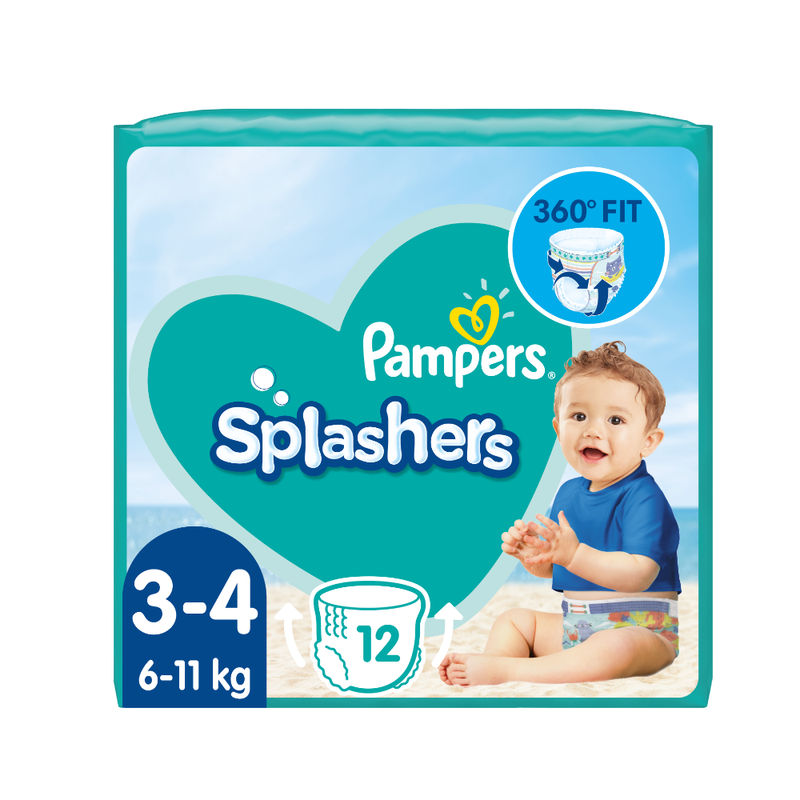 Pampers Splashers Baby Shark, Taille 3/4, 12 couches-culottes