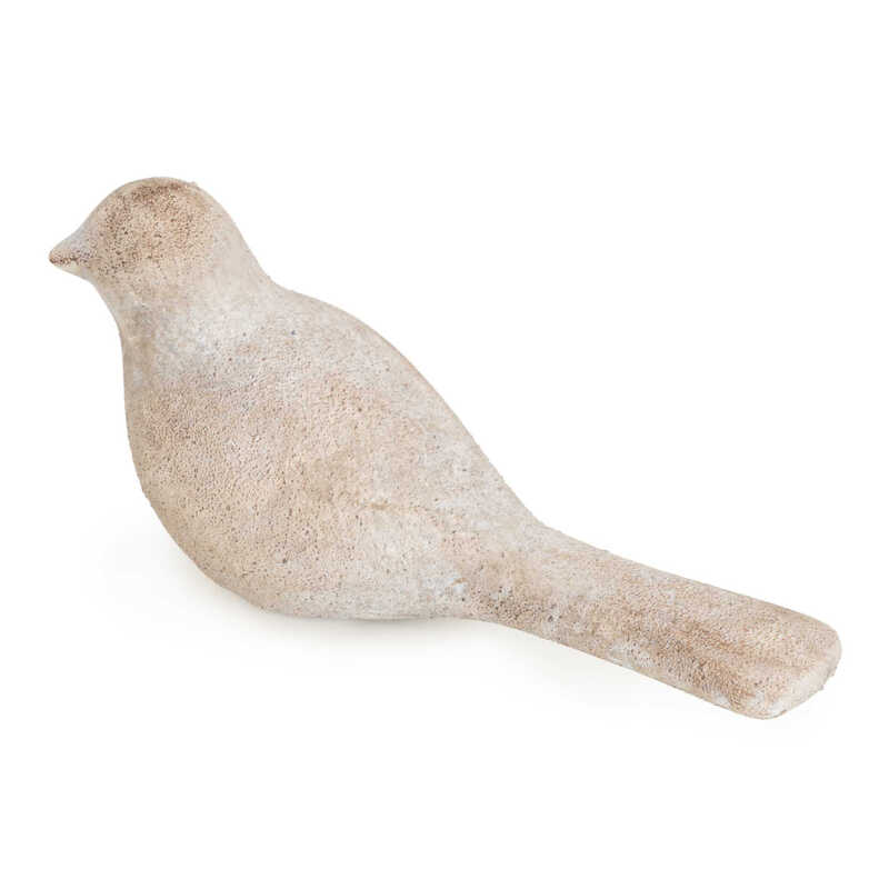 Ornament Bird Left Washed Grey