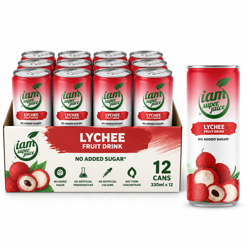 I am Super Juice lycheedrank, zonder toegevoegde suikers 330 ml * 12