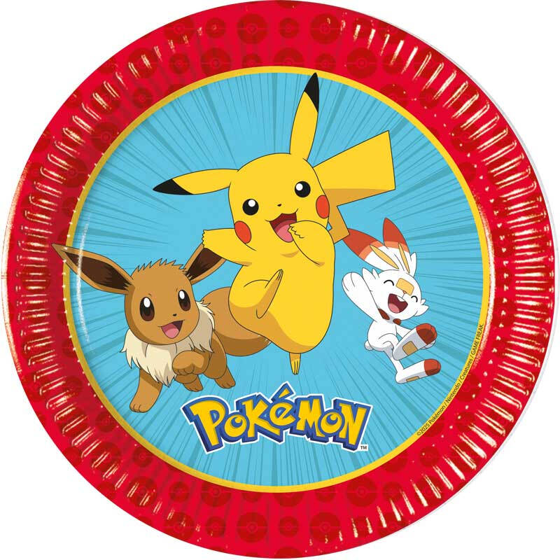 Pokemon Paper Plates 20cm 8 Pack