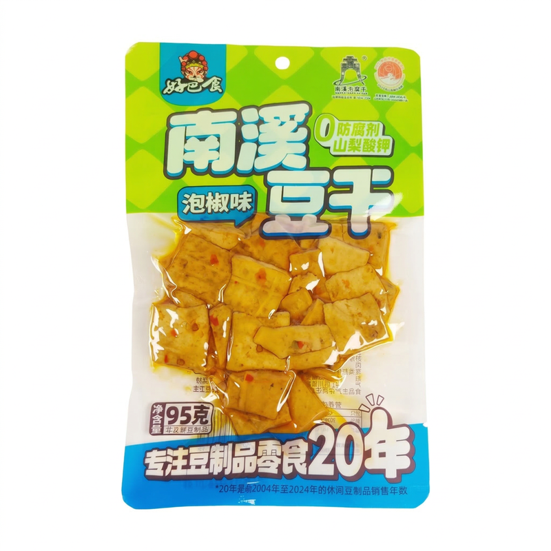 Hao Ba Shi Nanxi Tofu Jerky In Pickled Chili Flavor 95G
