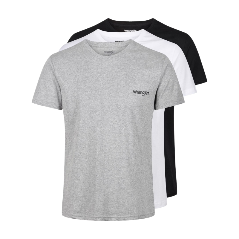 WRANGLER T-shirt met boorden Foster - zwart/wit/grijs gemêleerd - lang