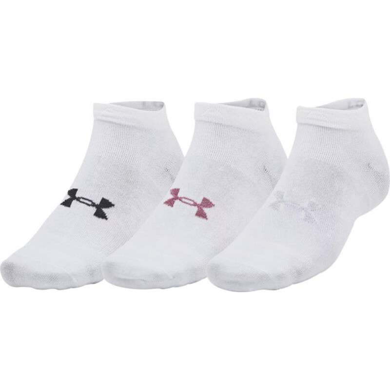 Essential Unisex 3-Pack Low Socks White/White/Pink Elixir L